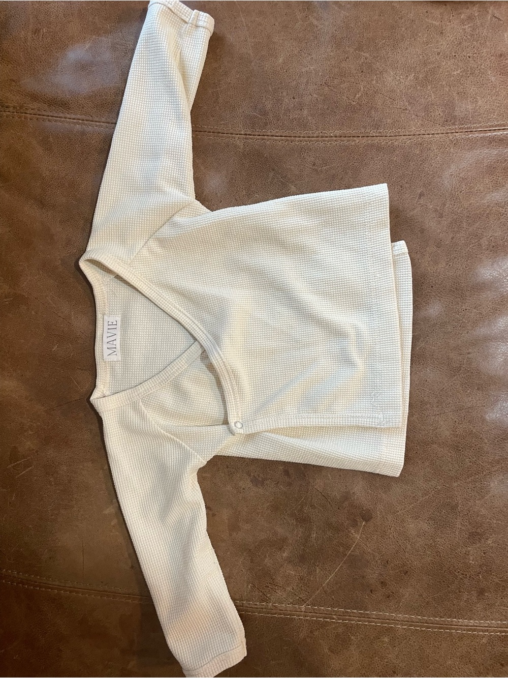 Mavi Cream Waffle-Knit Wrap Top for Kids